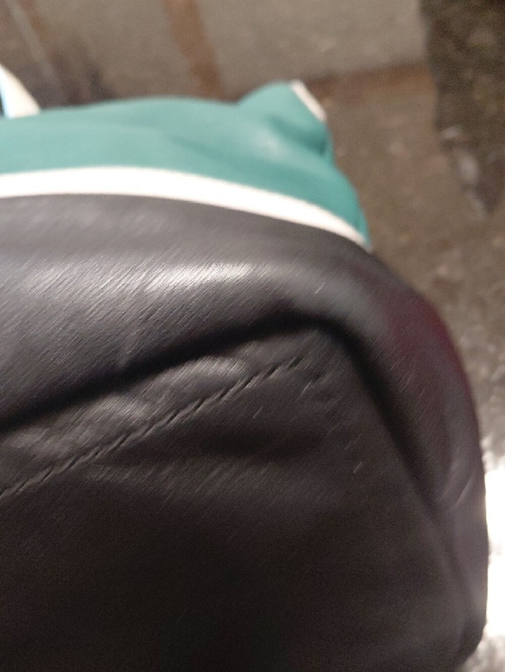 Bally Teal, Black and White Colorblock Leather Tote - Picture 7 of 16